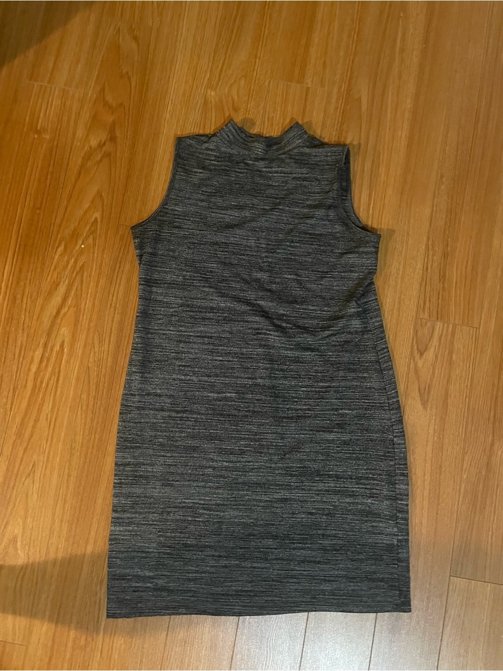 Sleeveless Mock Neck Bodycon Dress in Charcoal Gray